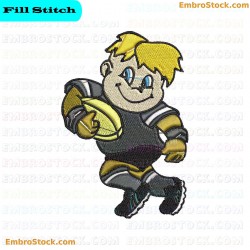 Cartoon Rugby Player Character Embroidery Design 5