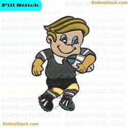 Cartoon Rugby Player Embroidery Design 10