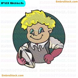 Cartoon Rugby Player Embroidery Design 7