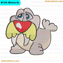 Cartoon Seal With Red Nose Embroidery Design 12