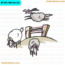 Cartoon Sheep Embroidery Design 4