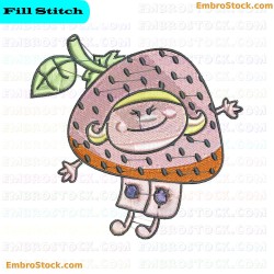 Cartoon Strawberry Character For Kids Embroidery Design 8