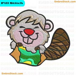 Cartoon Style Beaver Embroidery Design 6