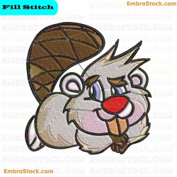 Cartoon Style Beaver Embroidery Design 8