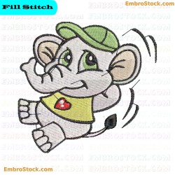 Cartoon Style Elephant Embroidery Design 1