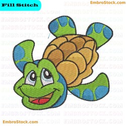 Cartoon Style Sea Turtle Embroidery Design 9