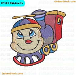 Cartoon Train Embroidery Design 10