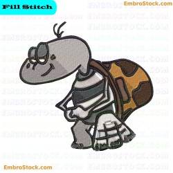 Cartoon Turtle Holding A Book Embroidery Design 11