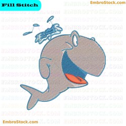 Cartoon Whale Whale Embroidery Design 5