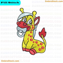 Cartoonish Baby Giraffe Embroidery Design 24