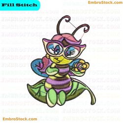 Cartoonish Bee Embroidery Design 10