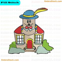 Cartoonish Building Embroidery Design 6