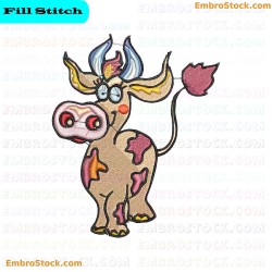 Cartoonish Cow Embroidery Design 17