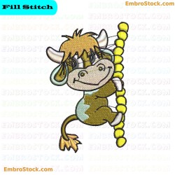 Cartoonish Cow Like Character Embroidery Design 13