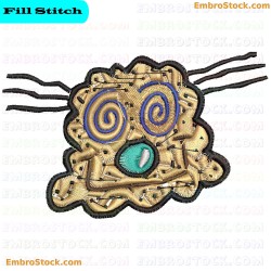 Cartoonish Face Embroidery Design 12