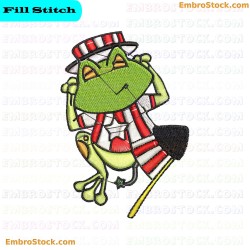 Cartoonish Frog Embroidery Design 16