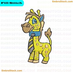 Cartoonish Giraffe Embroidery Design 19