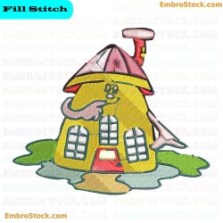 Cartoonish House Embroidery Design 4