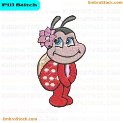 Cartoonish Ladybug Insect Embroidery Design 13