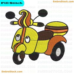 Cartoonish Scooter Embroidery Design 3