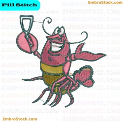 Cartoonish Shrimp Embroidery Design 1