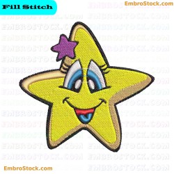 Cartoonish Star Embroidery Design 3