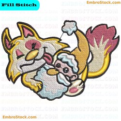 Cat And Happy Man Embroidery Design 3