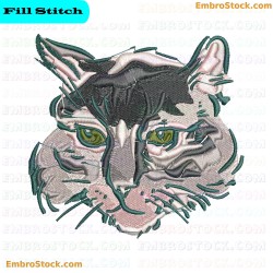 Cat Face Embroidery Design 5