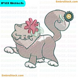 Cat With Flowers Embroidery Design 5