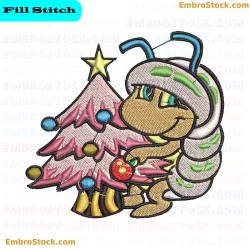 Caterpillar And Christmas Tree Embroidery Design 3