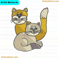 Cats Embroidery Design 5