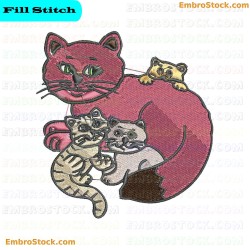 Cats Embroidery Design 6