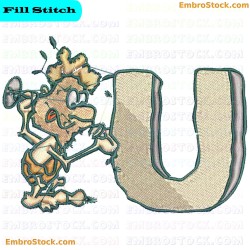 Caveman Alphabet Letter U Embroidery Design 21