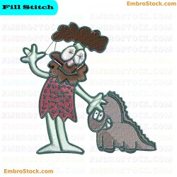 Caveman And Dinosaur Embroidery Design 7