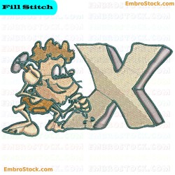 Caveman And Letter X Embroidery Design 24