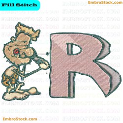 Caveman And The Letter R Embroidery Design 18