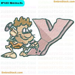 Caveman Character With Letter Embroidery Design 25