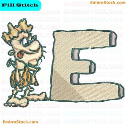 Caveman Letter E Embroidery Design 5