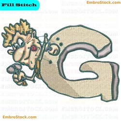 Caveman Letter G Embroidery Design 7