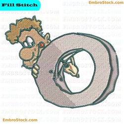 Caveman Letter O Embroidery Design 15