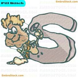 Caveman Letter S Embroidery Design 19