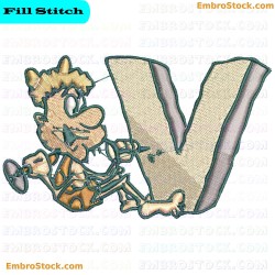 Caveman Letter V Embroidery Design 22