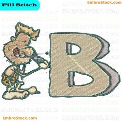 Caveman With Letter B Embroidery Design 2