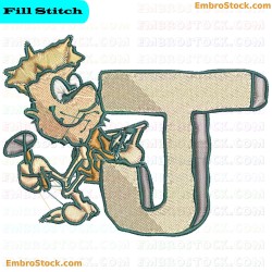 Caveman With Letter J Embroidery Design 10