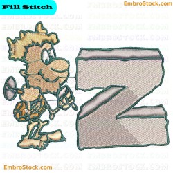 Caveman With Letter Z Embroidery Design 26