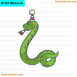 Celebratory Snake Embroidery Design 14