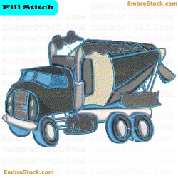 Cement Mixer Truck Embroidery Design 3