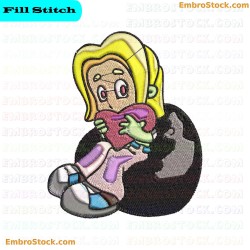 Character Embracing Heart Embroidery Design 7