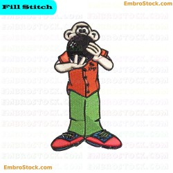 Character Holding Bowling Ball Embroidery Design 1