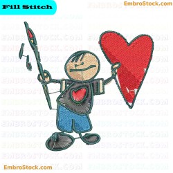 Character Holding Heart Embroidery Design 9